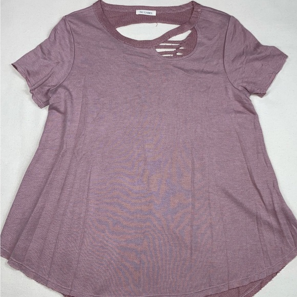 NU Label NWOT super soft Tshirt distressed  braided back detail SzL - Picture 11 of 12
